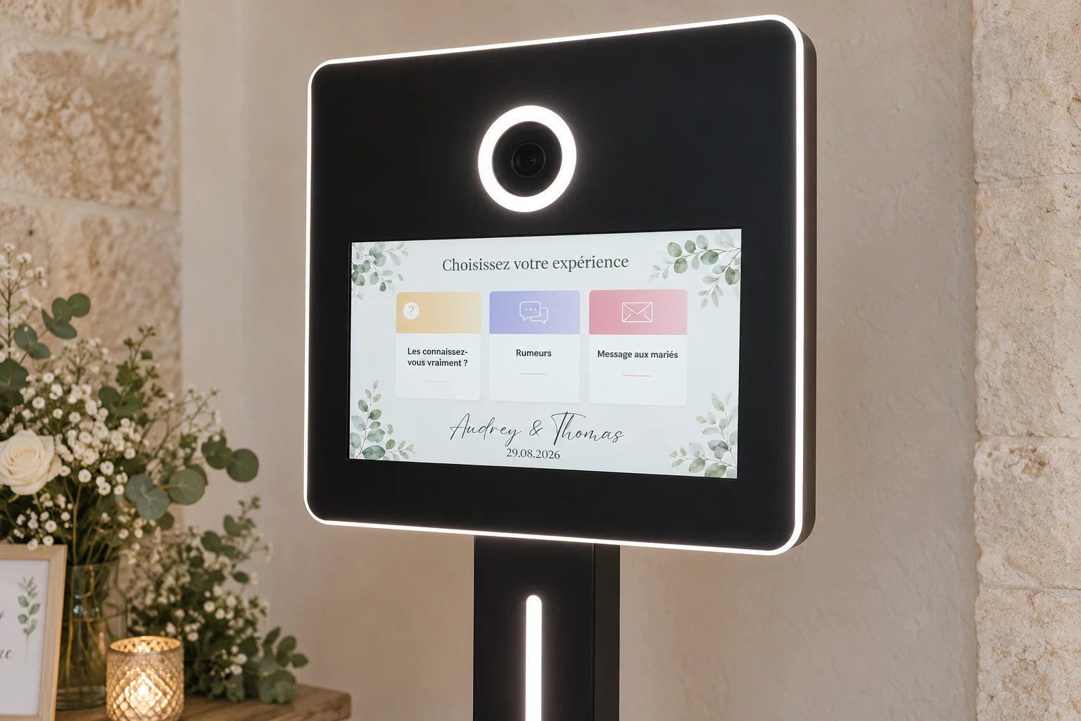 Un invité démarre sa session en touchant l'écran de la StoryBox
